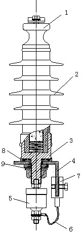 Lightning protection explosion-proof composite post type insulator with disengaging apparatus