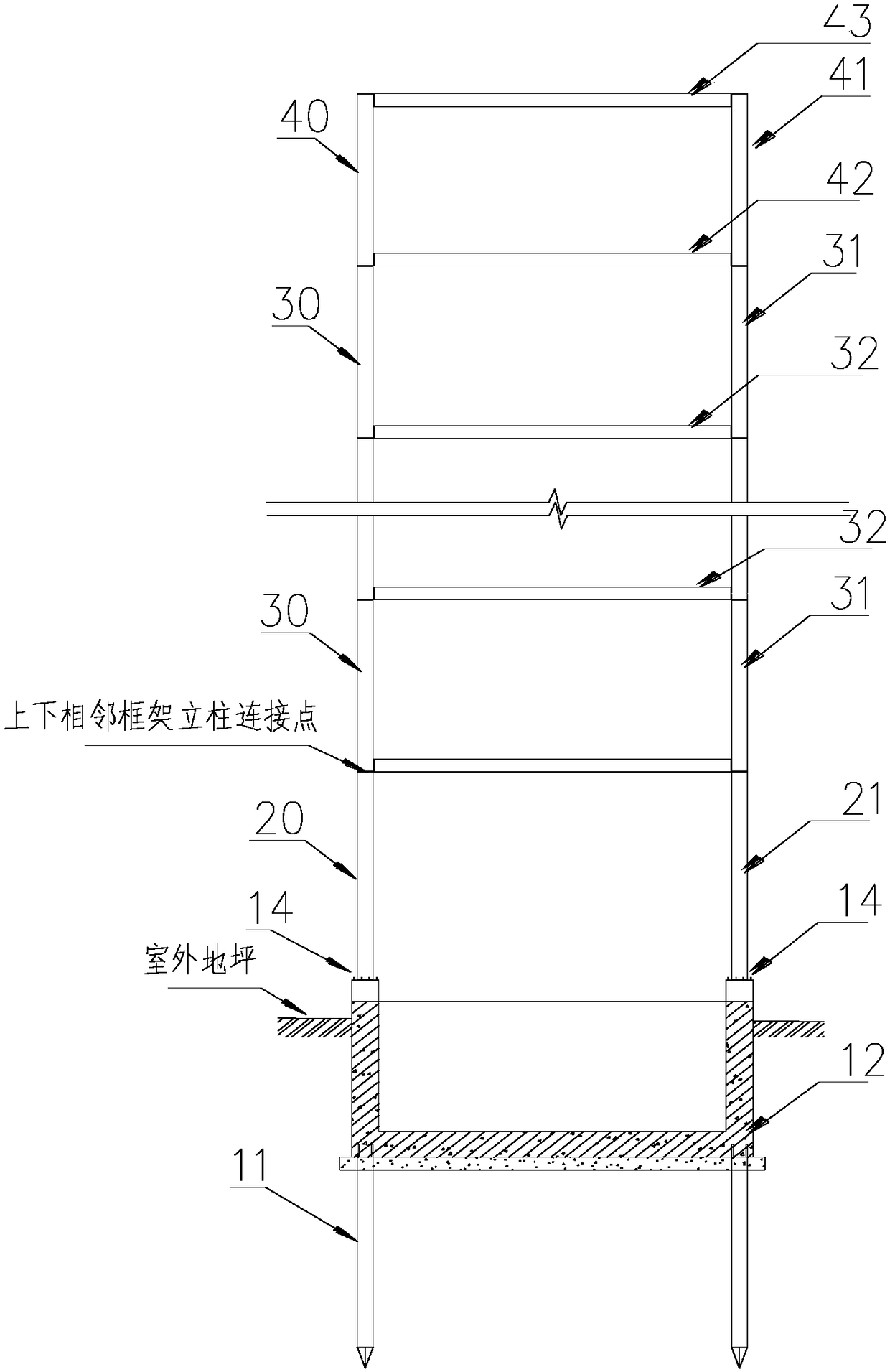 Assembly type additional lift shaft structure adapting to jacking construction