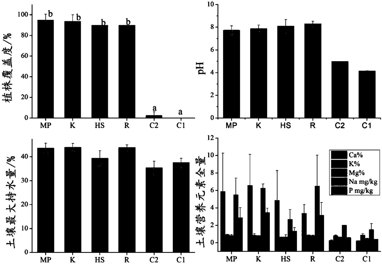 Method for stabilizing waste-dump heavy metal of polymetallic mine with biochar-manure compounded ameliorant and plant isolating layer