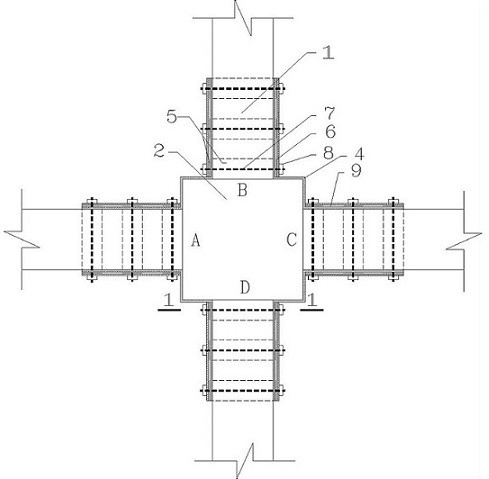 A reinforcement structure of reinforced concrete beam-column joints pasted with carbon fiber sheets