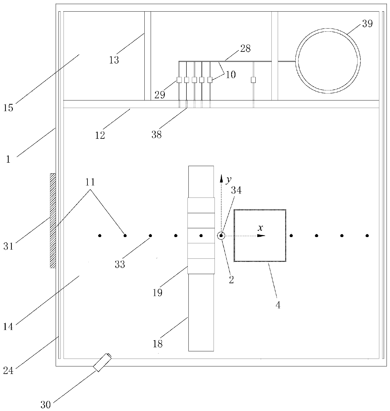 Centrifugal model test device and method for influence of tunnel-foundation pit multiple excavation on existing pile foundation