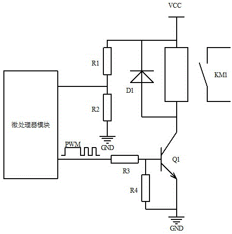 PWM-wave-controlled electromagnetic relay driving circuit and implementation method