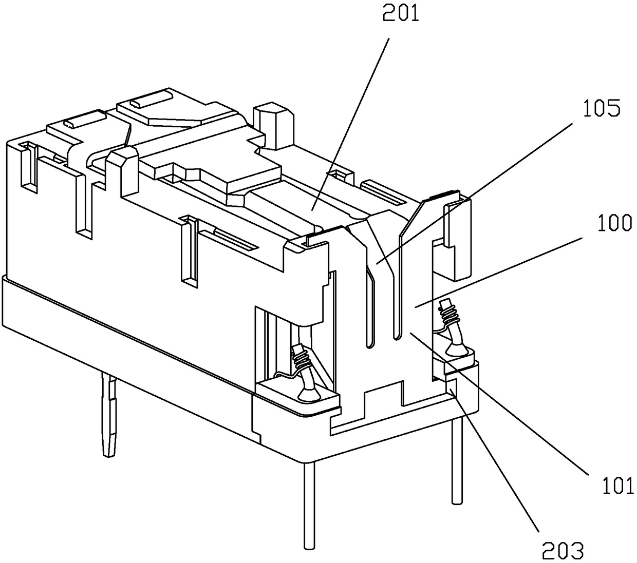 A compression spring of a snap-in electromagnetic relay