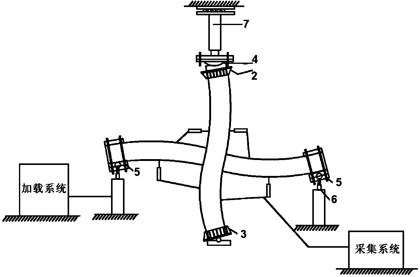 Beam-end loaded plane frame joint pseudo-static test loading device