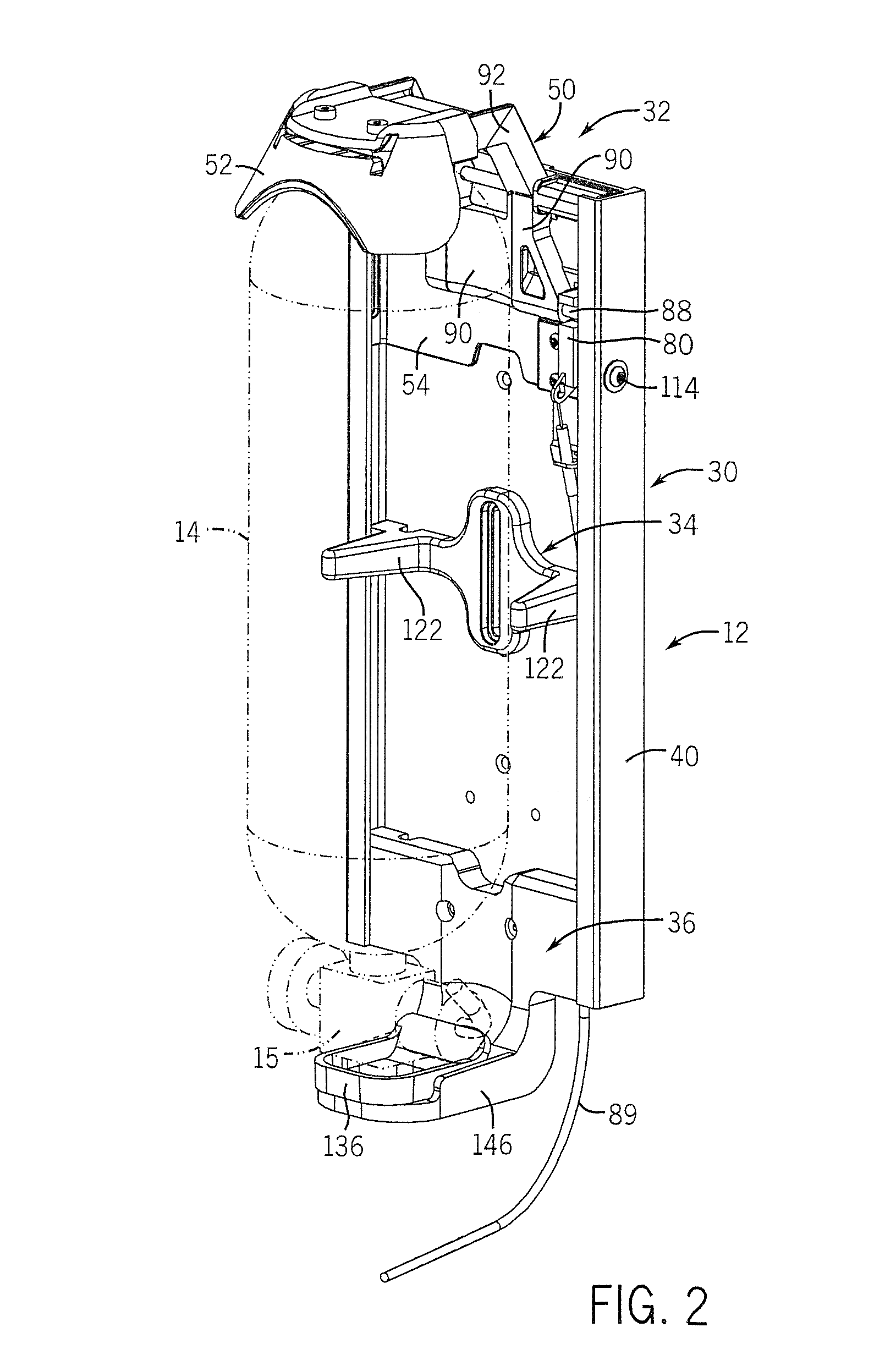 Automatic locking SCBA mounting bracket assembly