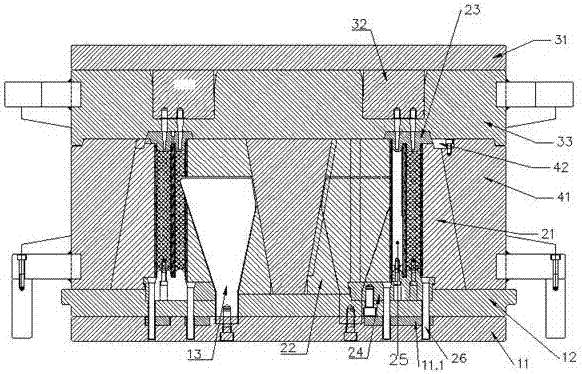 Bearing bush type gearbox elastic supporting automatic ejection die and automatic ejection method thereof