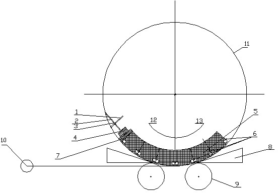 Method for laying lining side support block row of rotary kiln