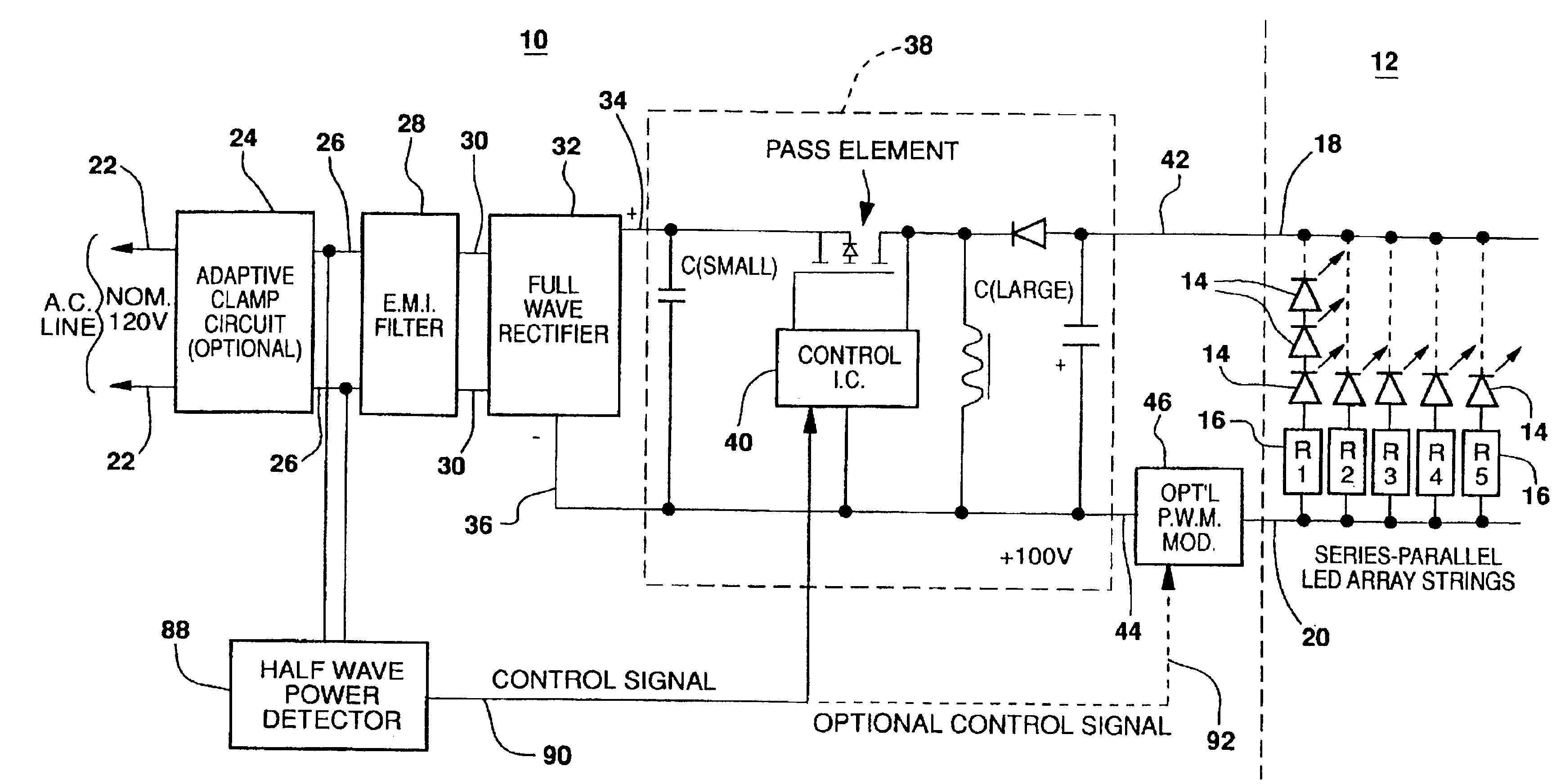 Power supply for light emitting diode array