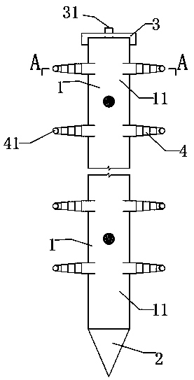 Steel pipe pile with telescopic arm and construction method thereof