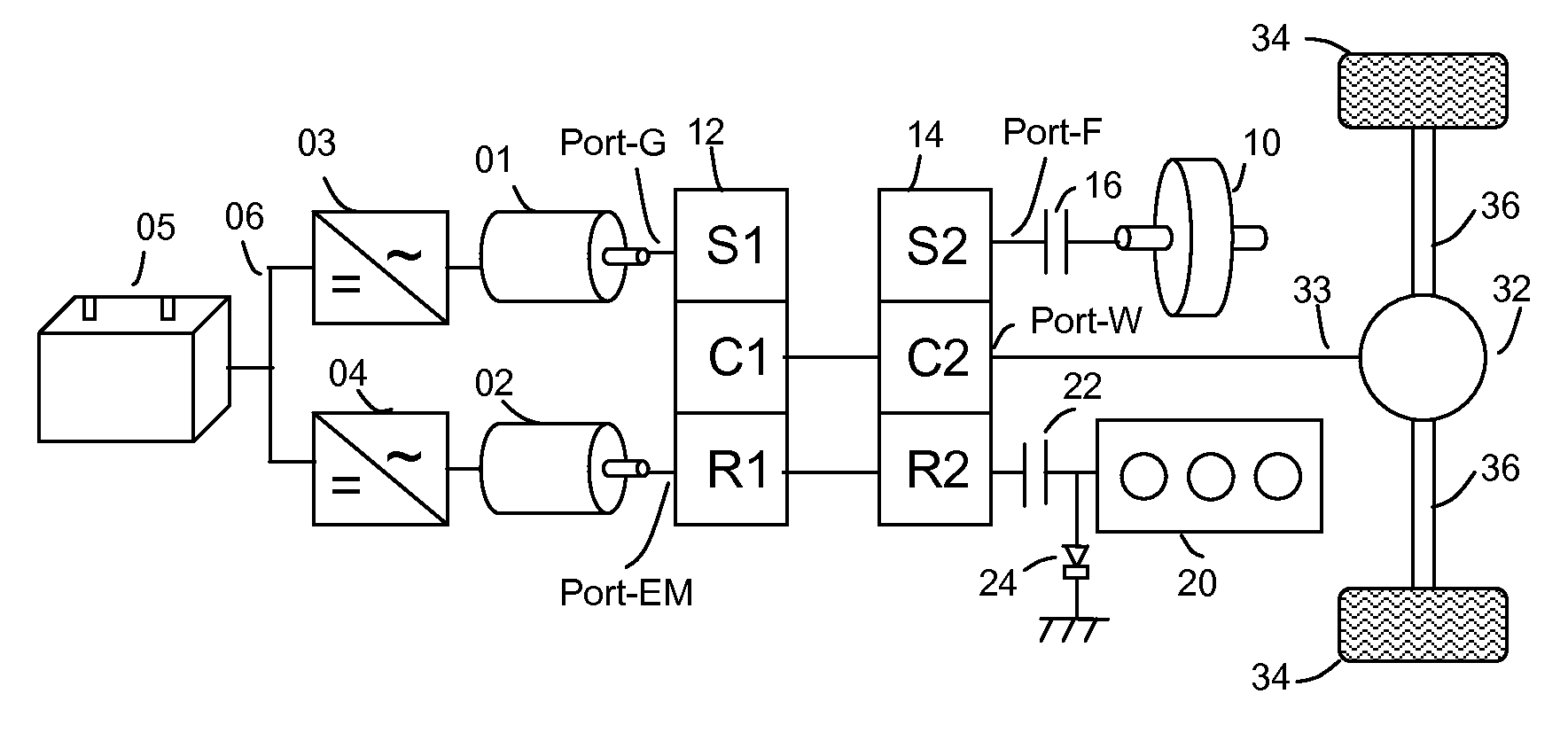 Powertrain and Method for a Kinetic Hybrid Vehicle