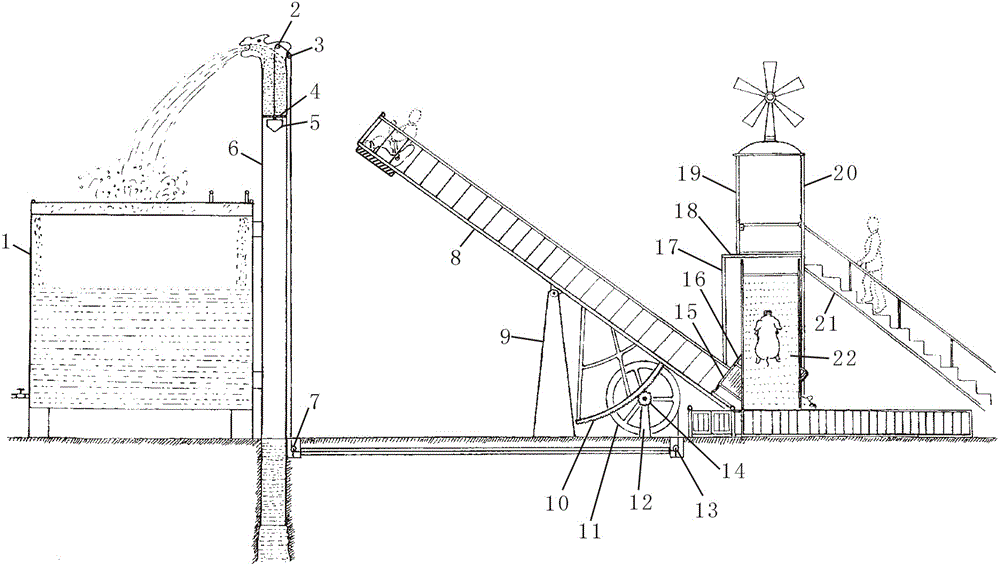 Non-power-energy-consumption water intake facility