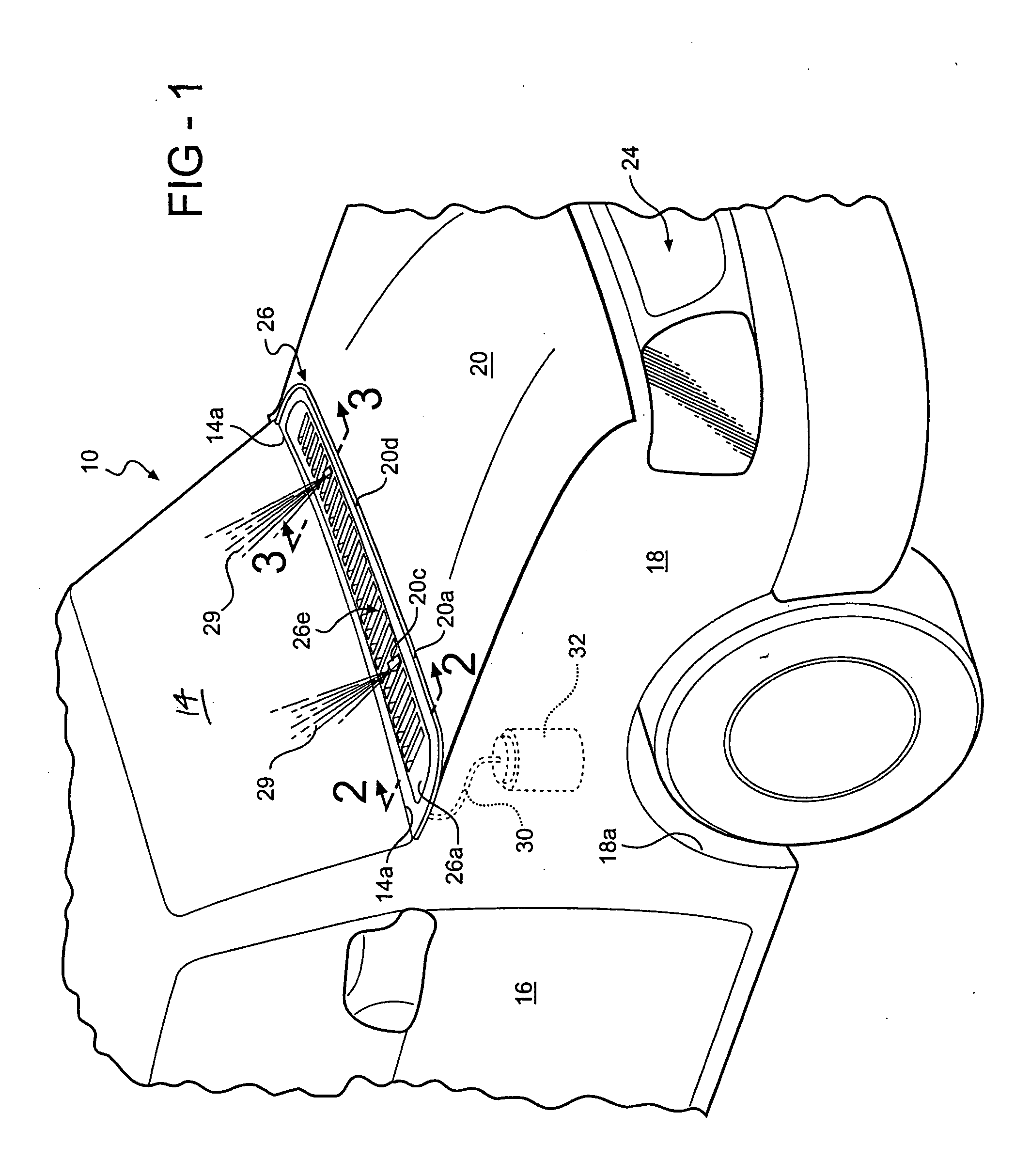 Cowl grille structure with integral washer fluid channel