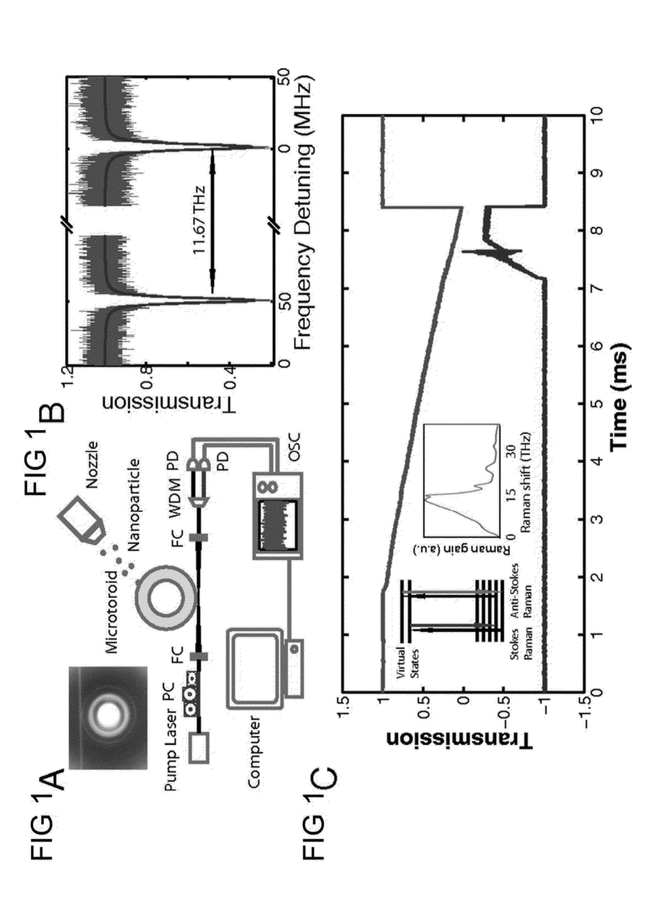 Detection of nano-scale particles with a self-referenced and self-heterodyned raman micro-laser