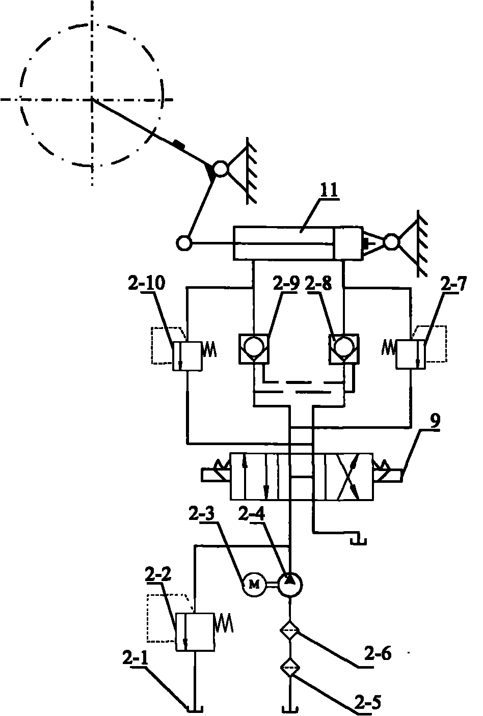 Automatic height-adjusting test device of coal mining machine roller and control method