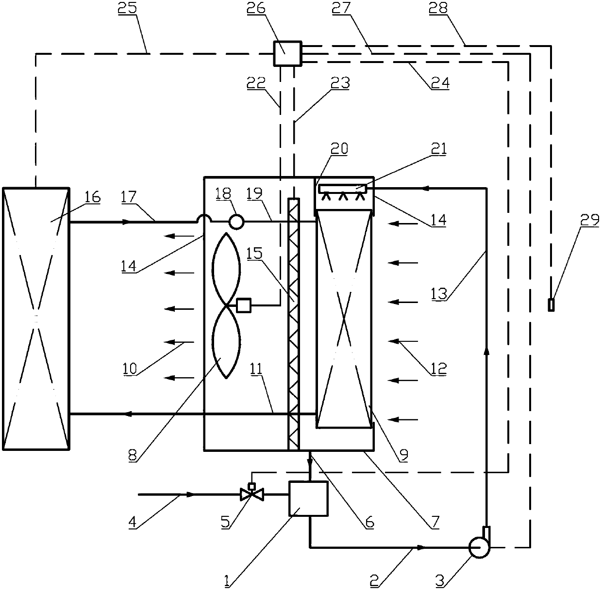 Air cooling heat exchange device for heat pipe energy transporting system