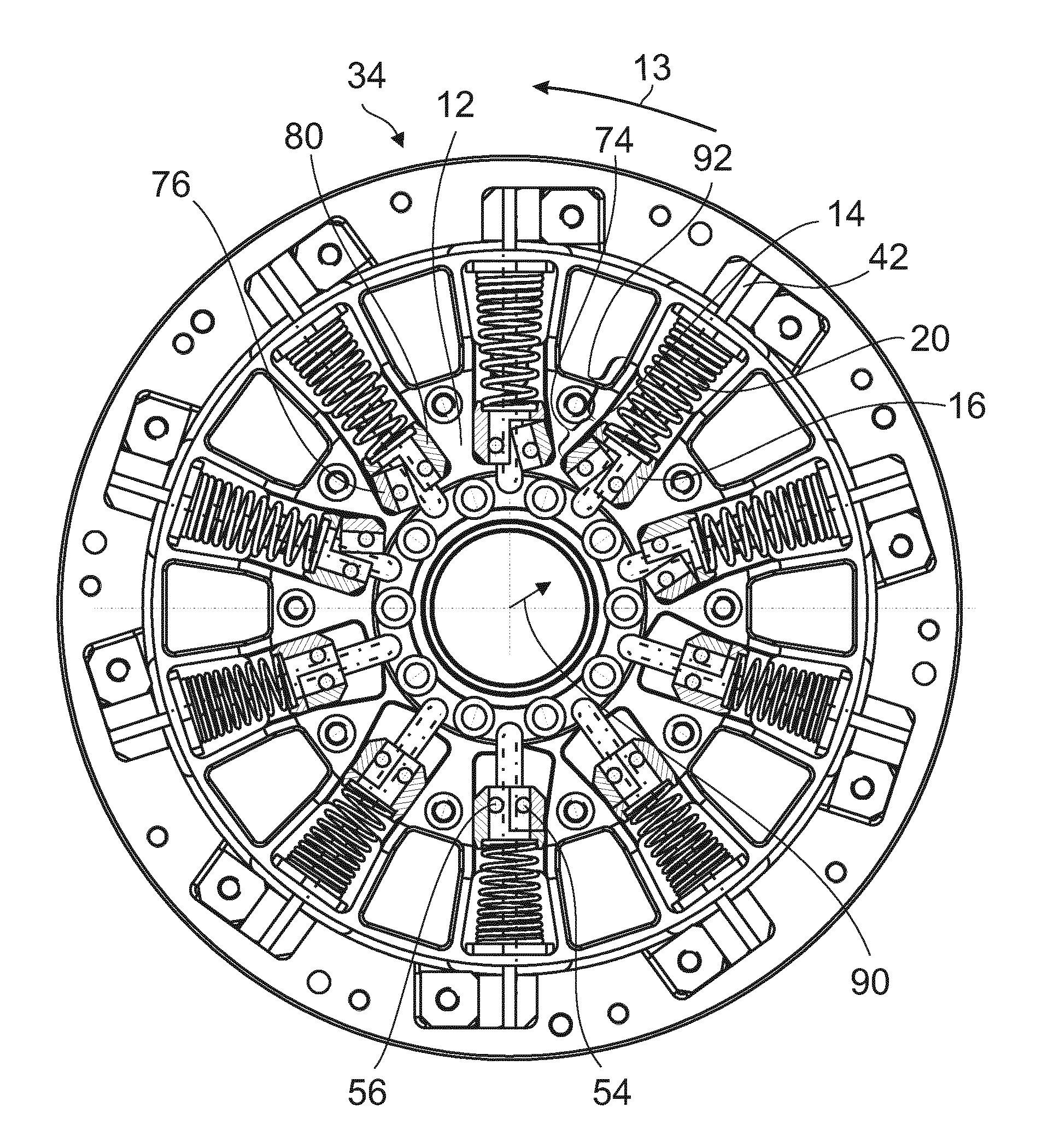 Torsional Vibration Damper Assembly With Speed-Dependent Characteristics