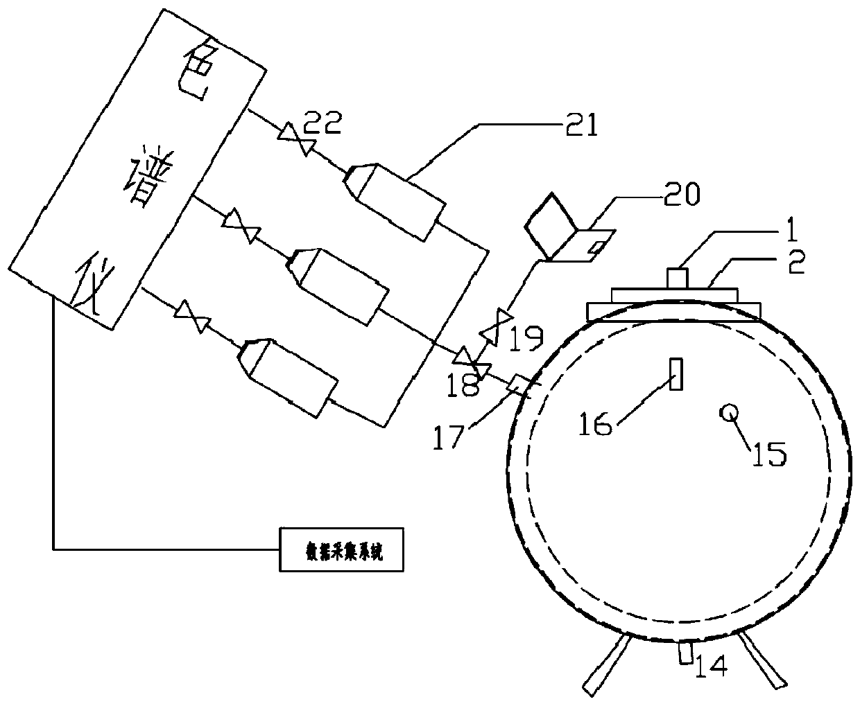 Visualized combustible material explosive chemical chain reaction process testing device and method thereof