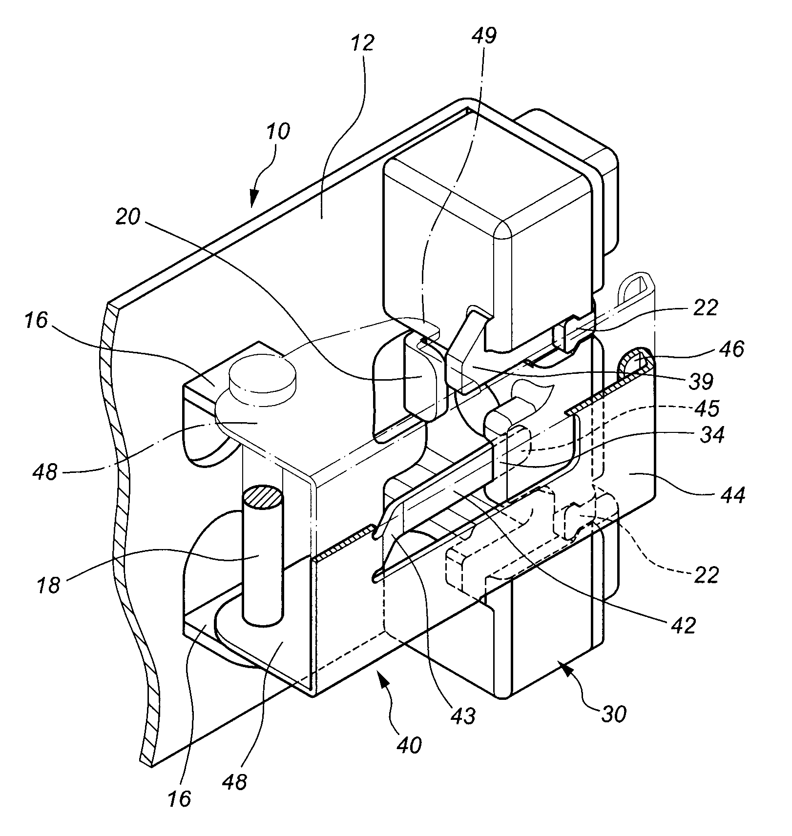 Bracket assembly for a rack