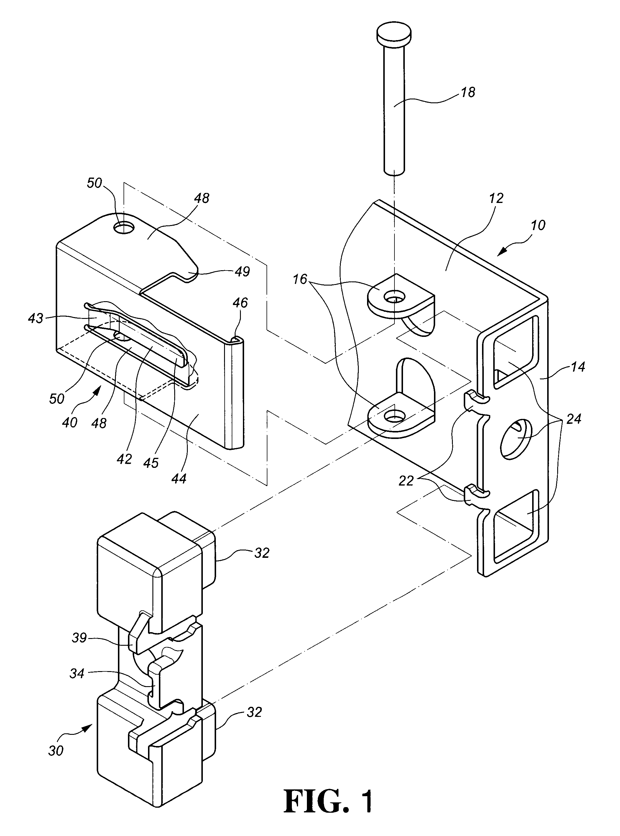 Bracket assembly for a rack