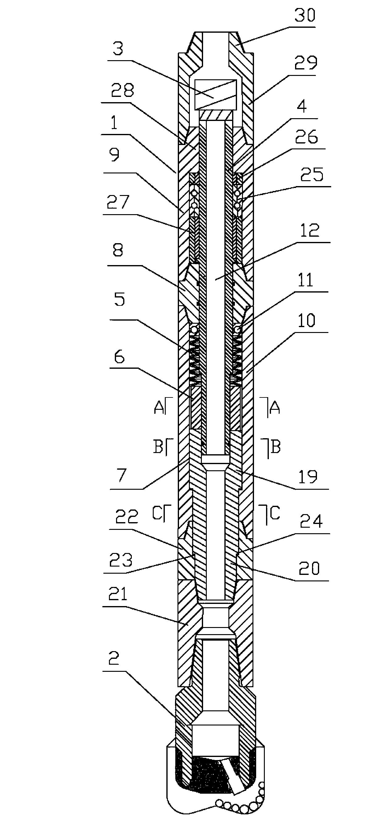 Spring energy-storage inspiring type rotary percussive drill device