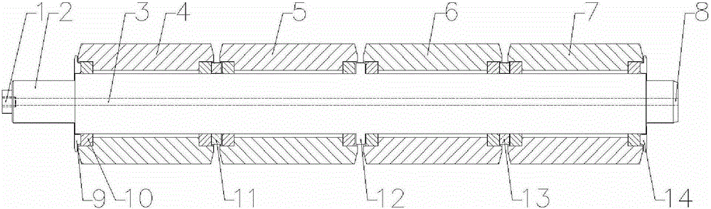 Anti-deformation foot roll combination device for sector section of large square blank and application method of anti-deformation foot roll combination device