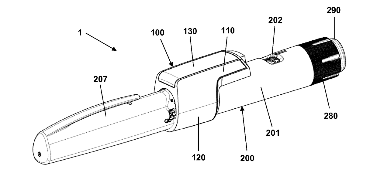 Pen-type drug injector and add-on module with magnetic dosage sensor system and error detection