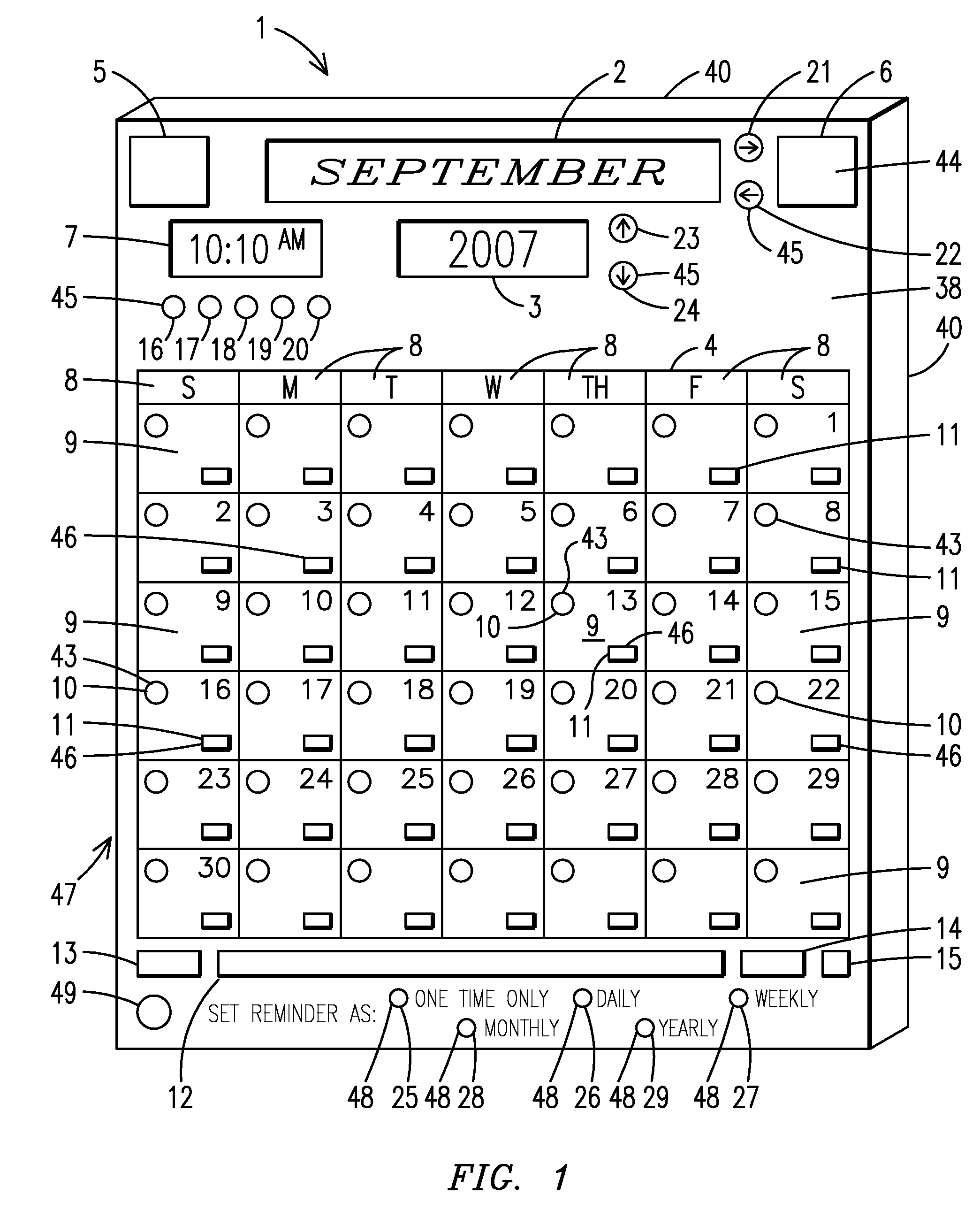 Motion-activated reminder calendar