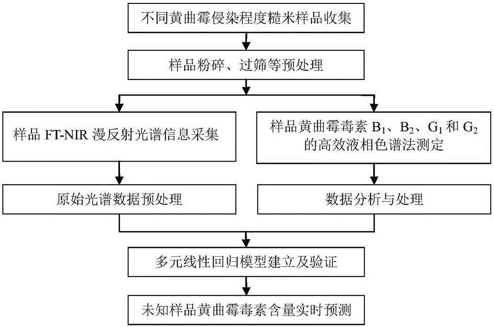 Rapid detection method for content of aflatoxin in brown rice based on FT-NIR technology