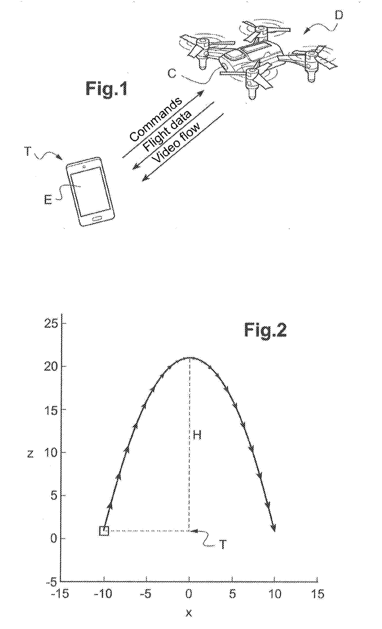 Autonomous system for taking moving images, comprising a drone and a ground station, and associated method