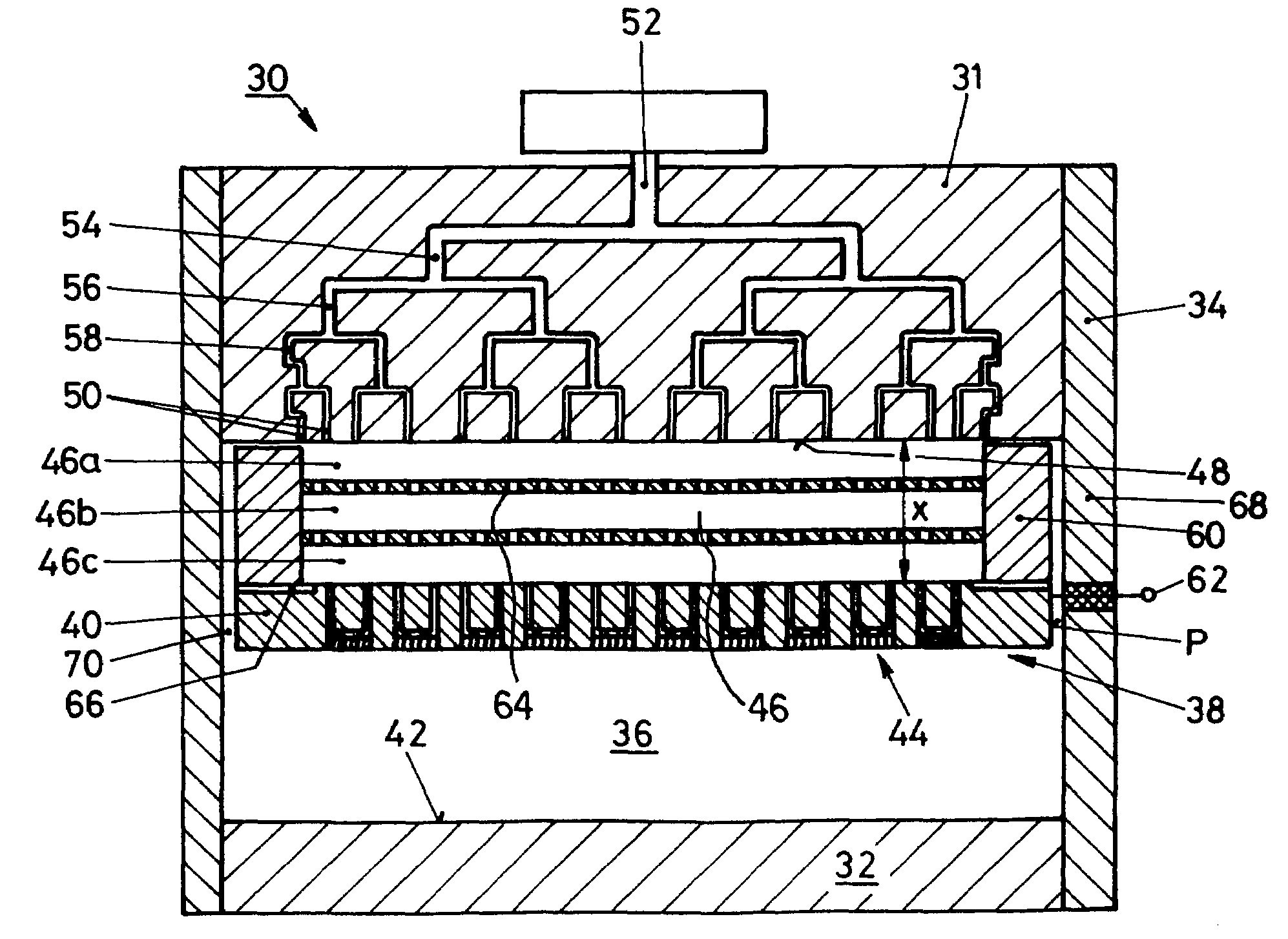 RF plasma reactor having a distribution chamber with at least one grid