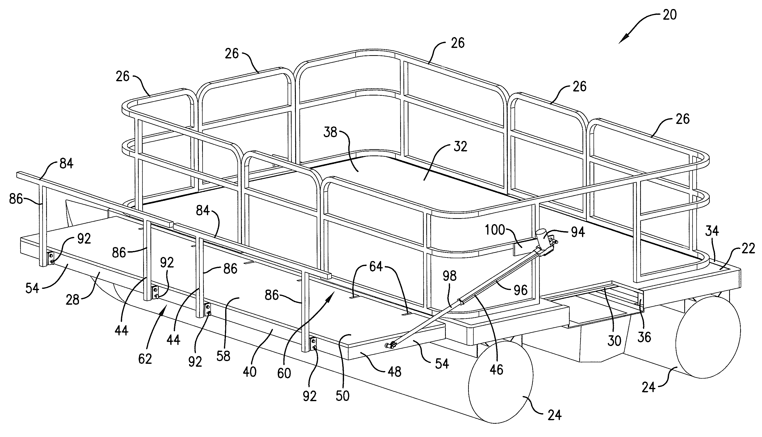 Auxiliary deck for pontoon boat