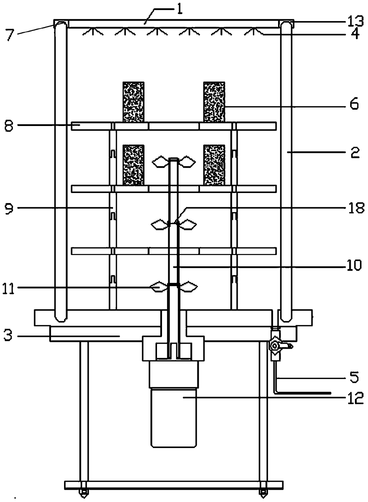 A device for simulating the damage mechanism of rainfall, sunlight and wind to rocks on reservoir bank slopes