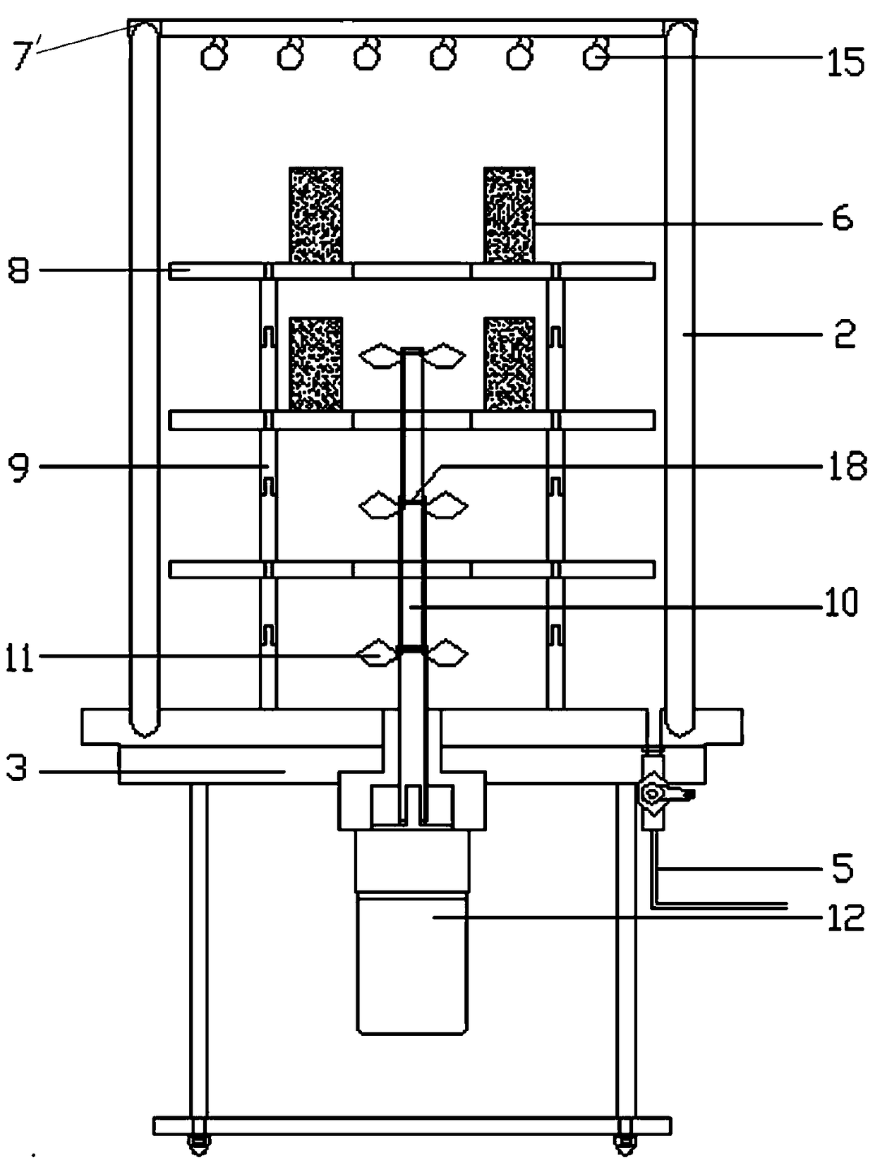 A device for simulating the damage mechanism of rainfall, sunlight and wind to rocks on reservoir bank slopes