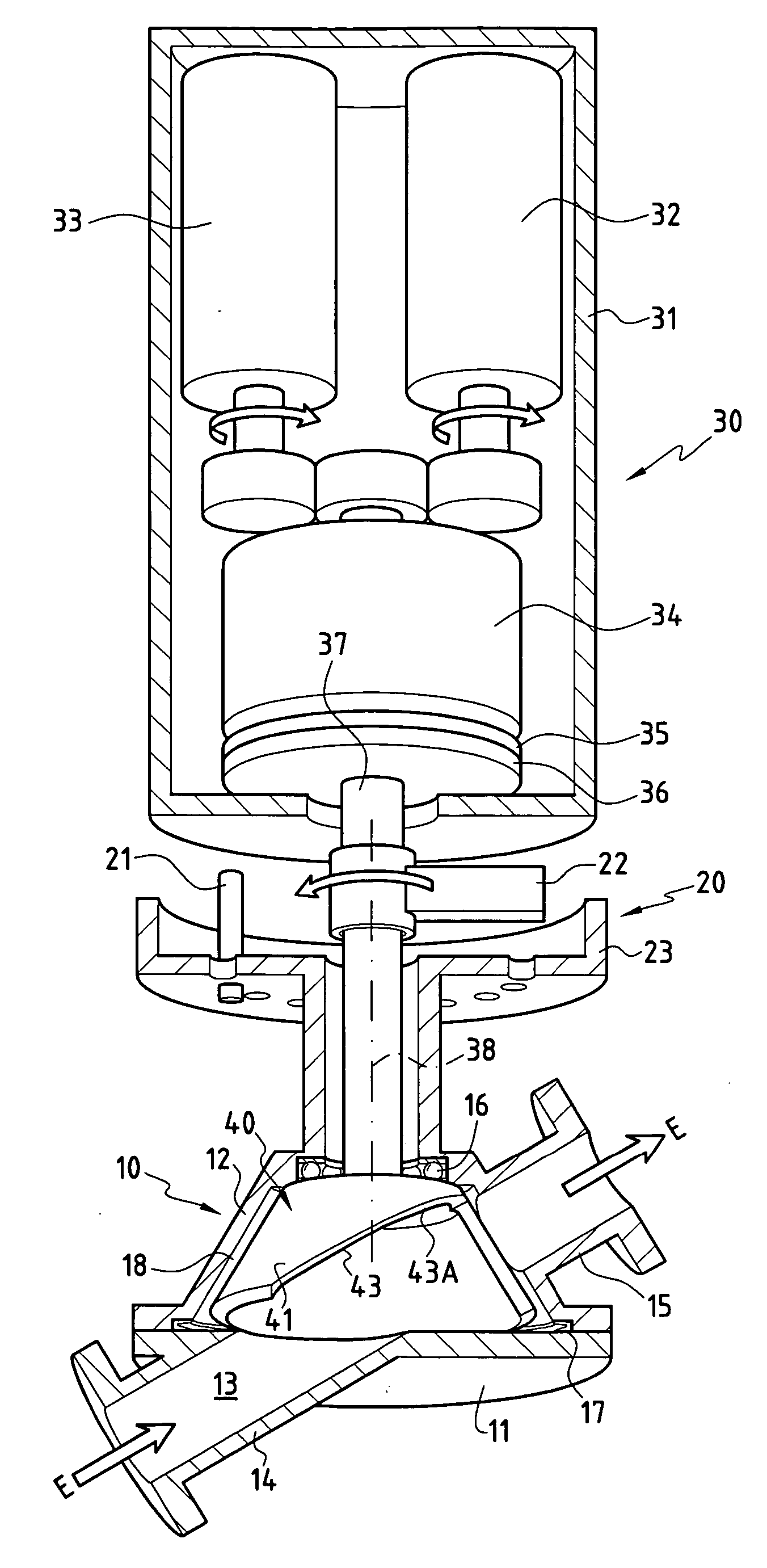 Valve device having a long adjustment stroke