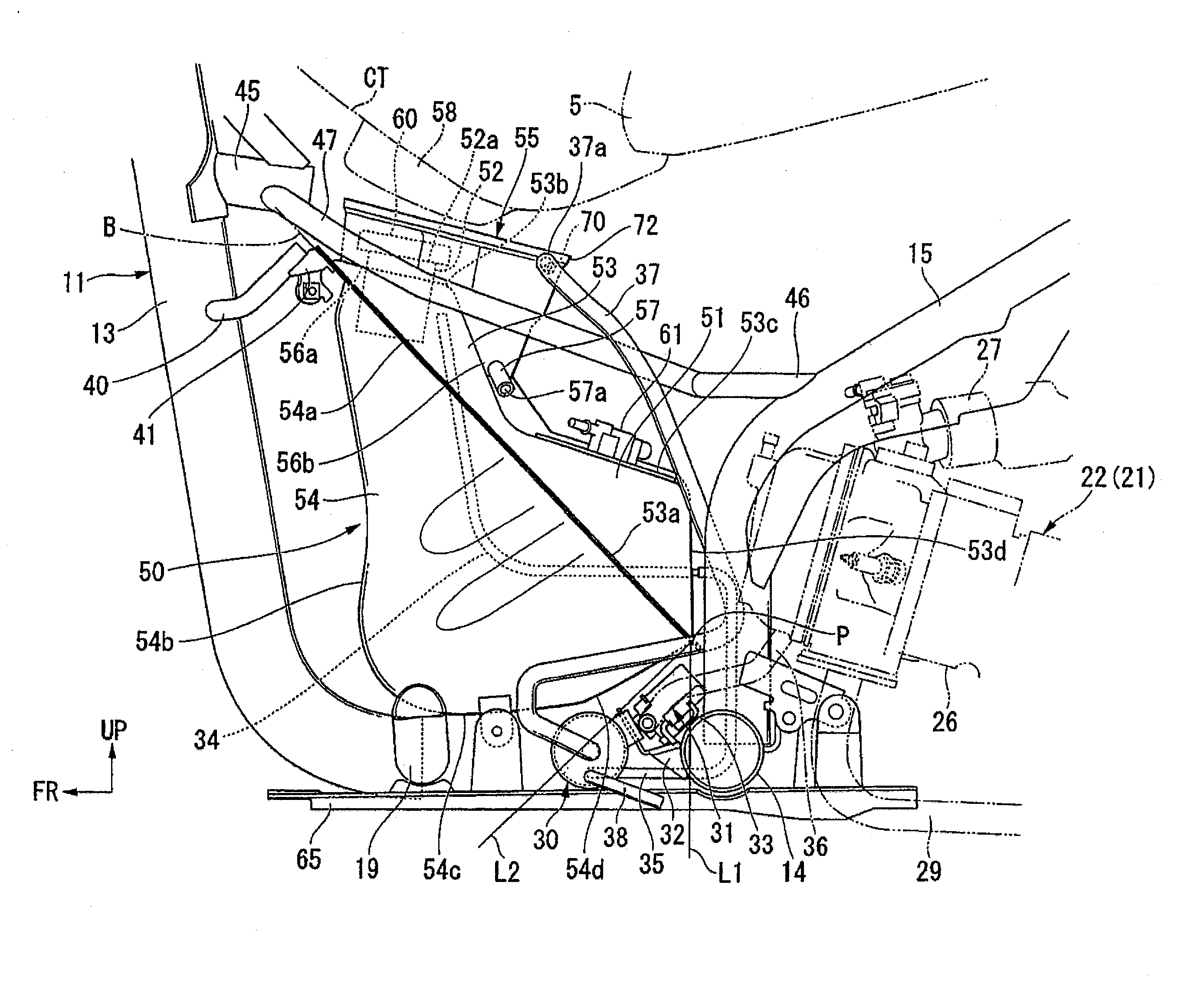 Arrangement structure for canister of saddle type vehicle