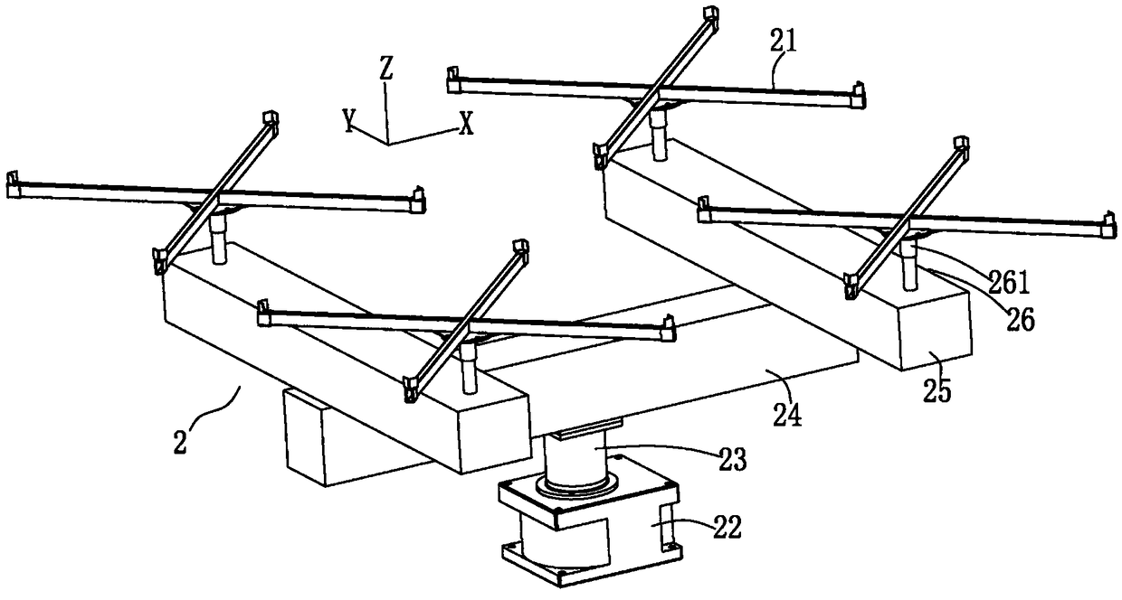 Reciprocating spraying machine with two arms and six shafts