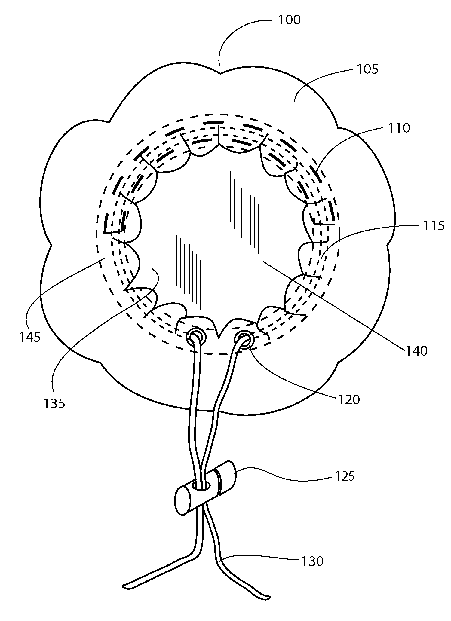 Ear cover with drawstring and concentric resilient aural helix hanger