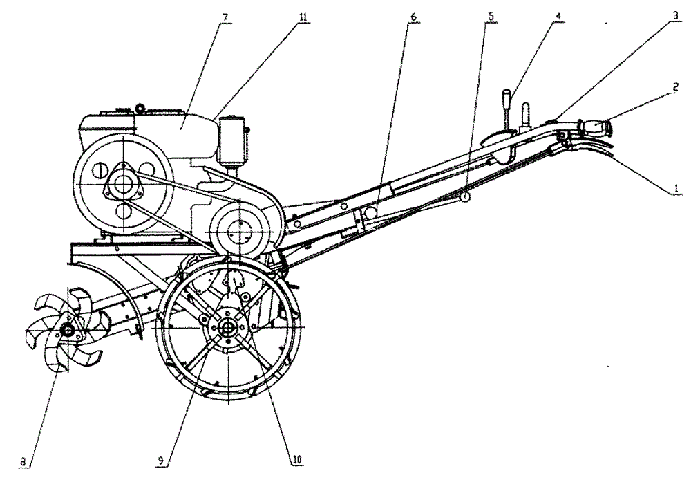 Multi-shaft high-power tiller