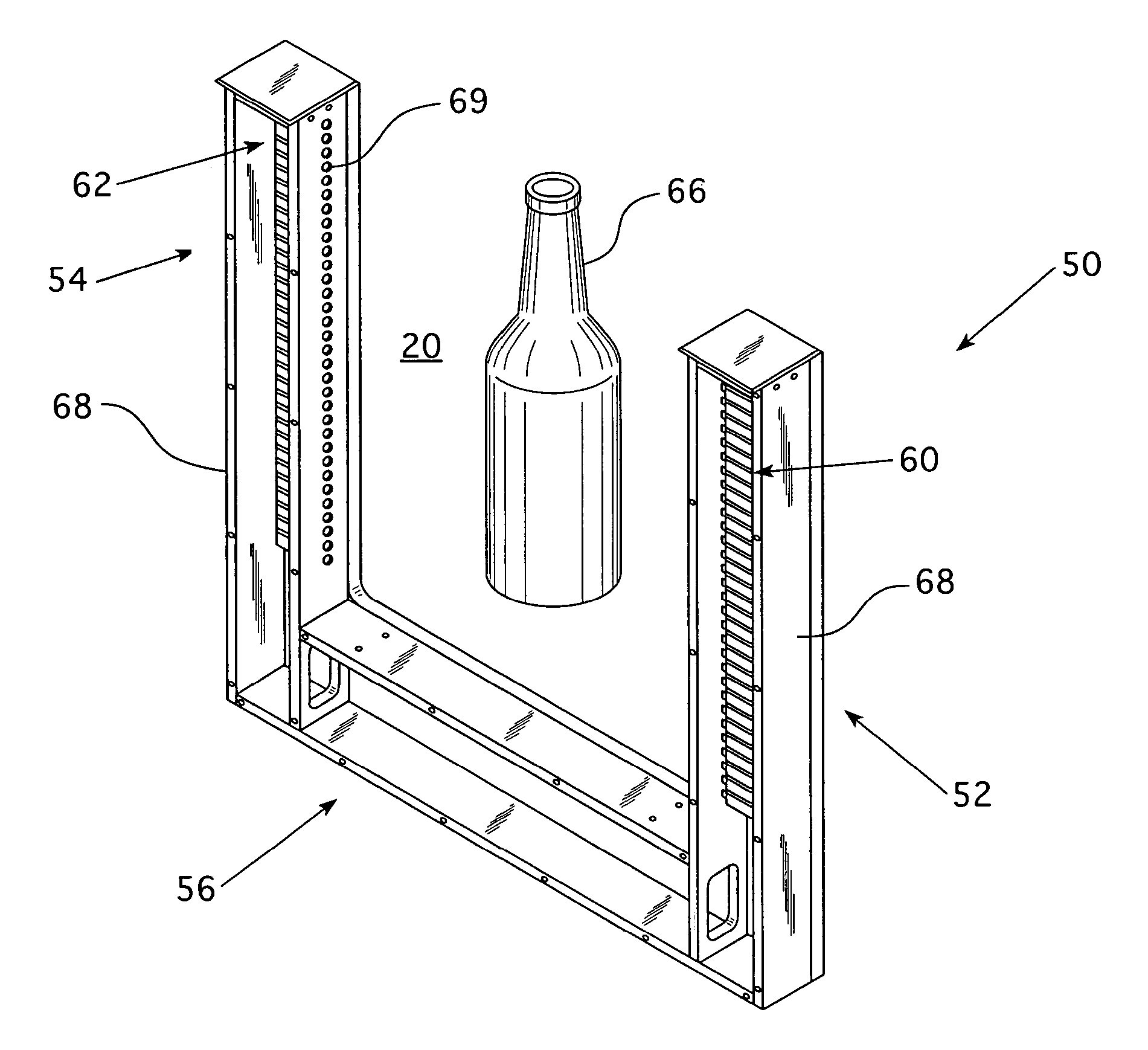 In-line inspection system for vertically profiling plastic containers using multiple wavelength discrete spectral light sources