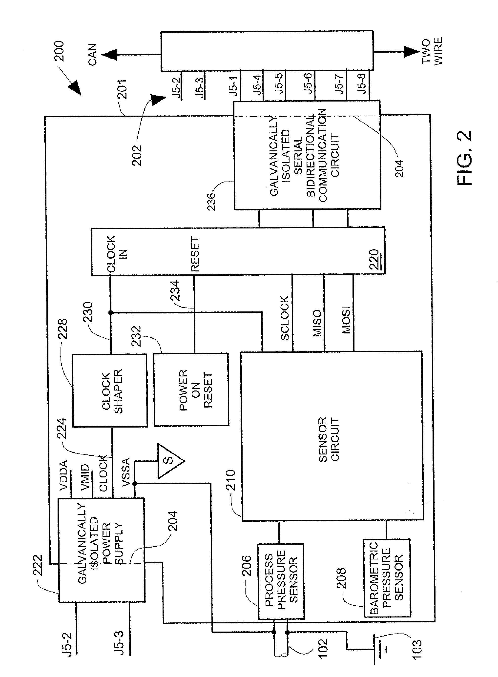 Two wire transmitter with isolated can output