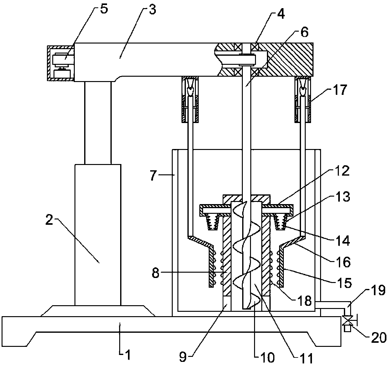 An extrusion type building coating production device based on cam driving