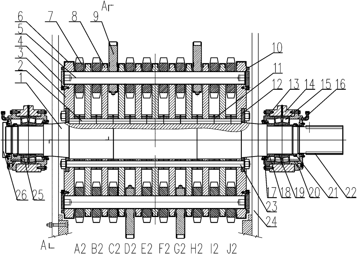 Crusher rotor and hammer arrangement structure