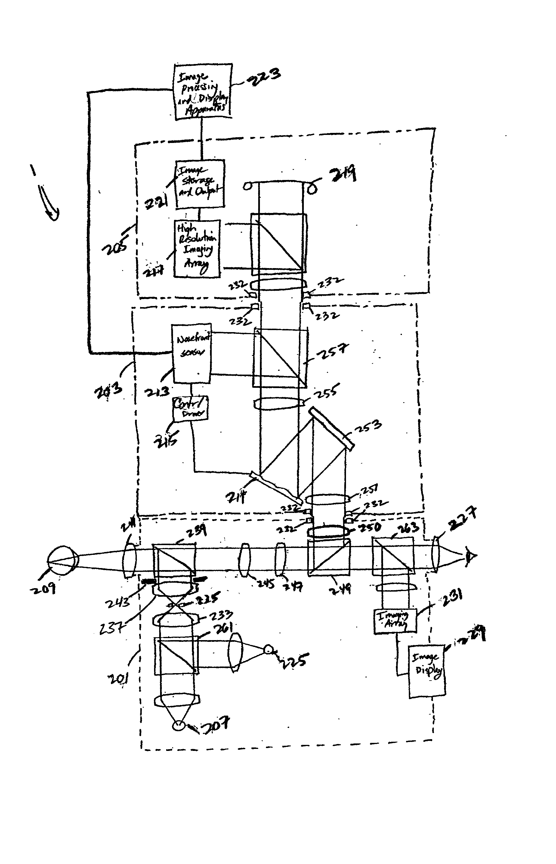 Ophthalmic imaging instrument having an adaptive optical subsystem that measures phase aberrations in reflections derived from light produced by an imaging light source and that compensates for such phase aberrations when capturing images of reflections derived from light produced by the same imaging light source