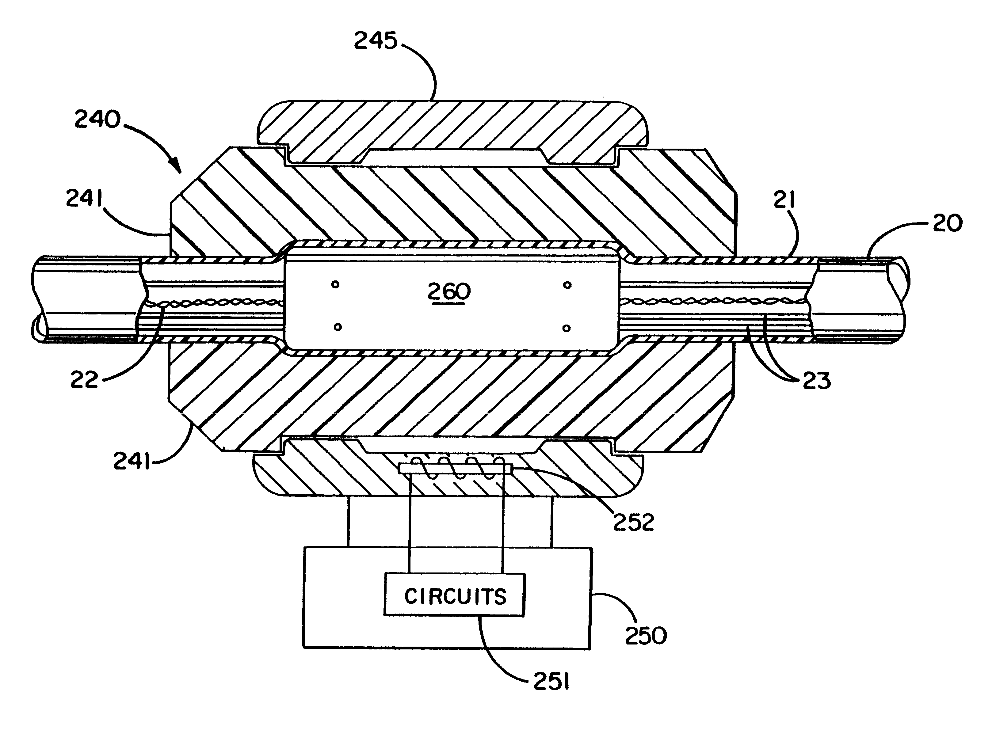 Underwater cable arrangements, internal devices for use in an underwater cable, and methods of connecting and internal device to a stress member of an underwater cable