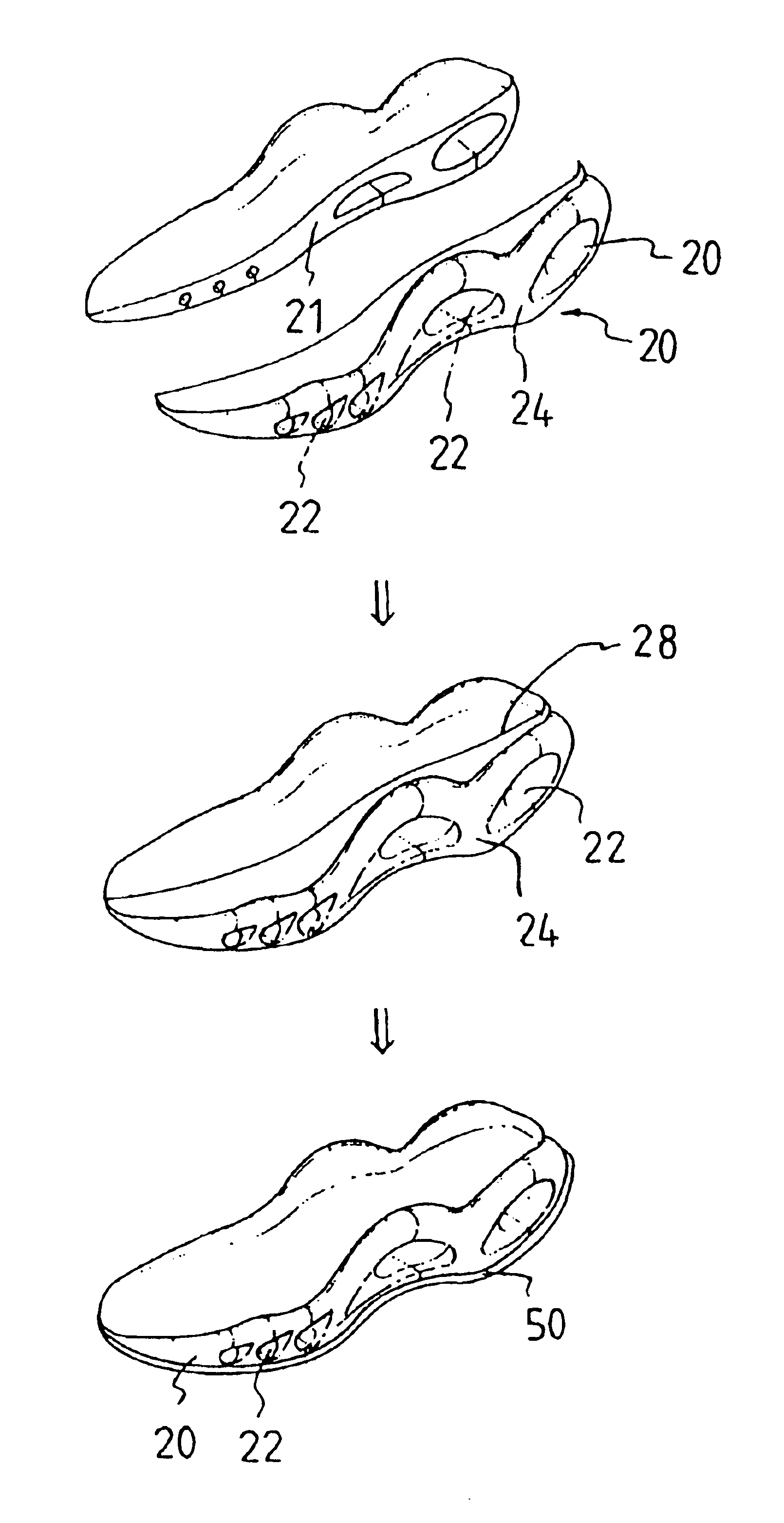 Shoe outer sole, method for its manufacture, and mold therefor