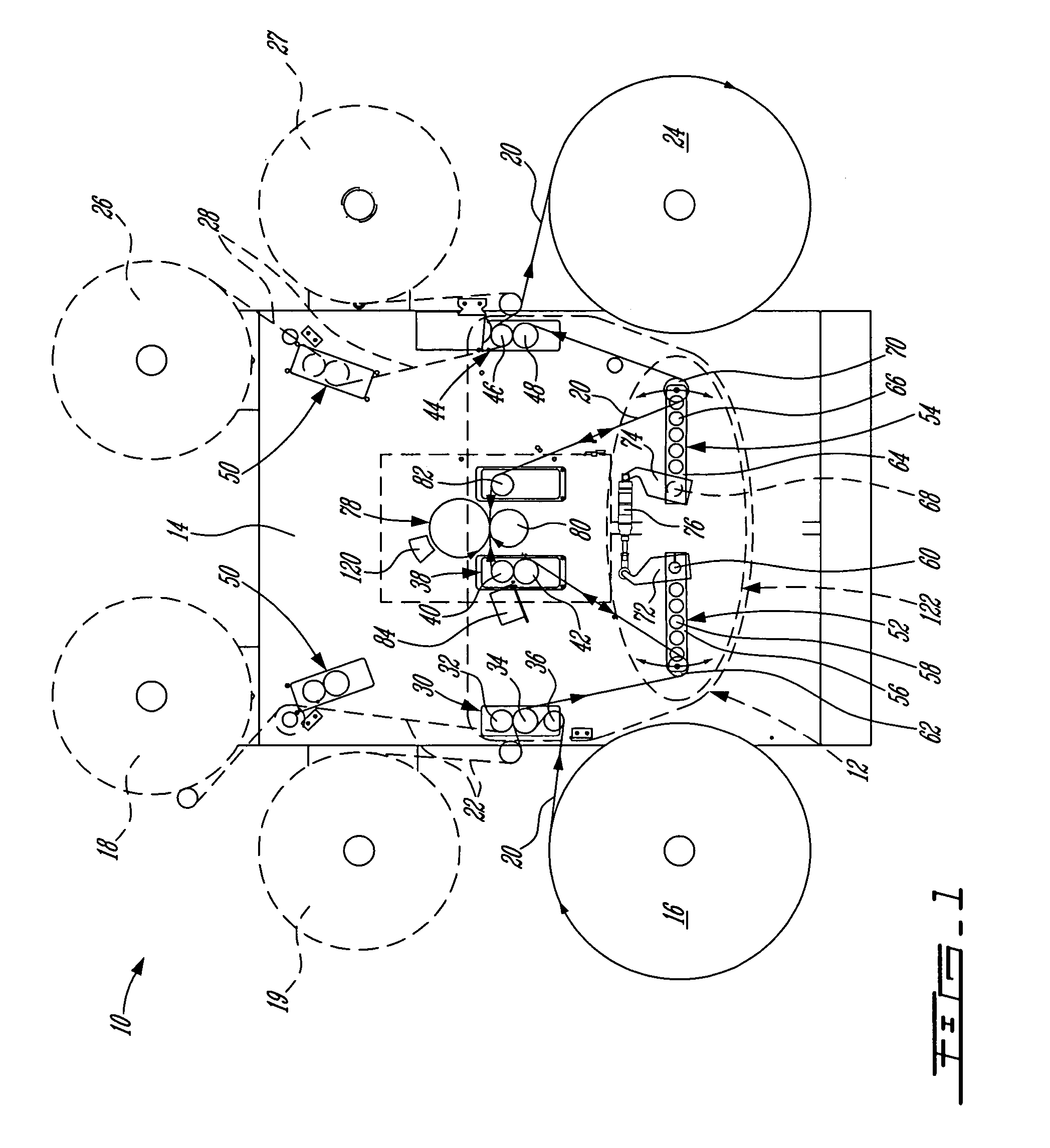 Tension-controlled web processing machine and method