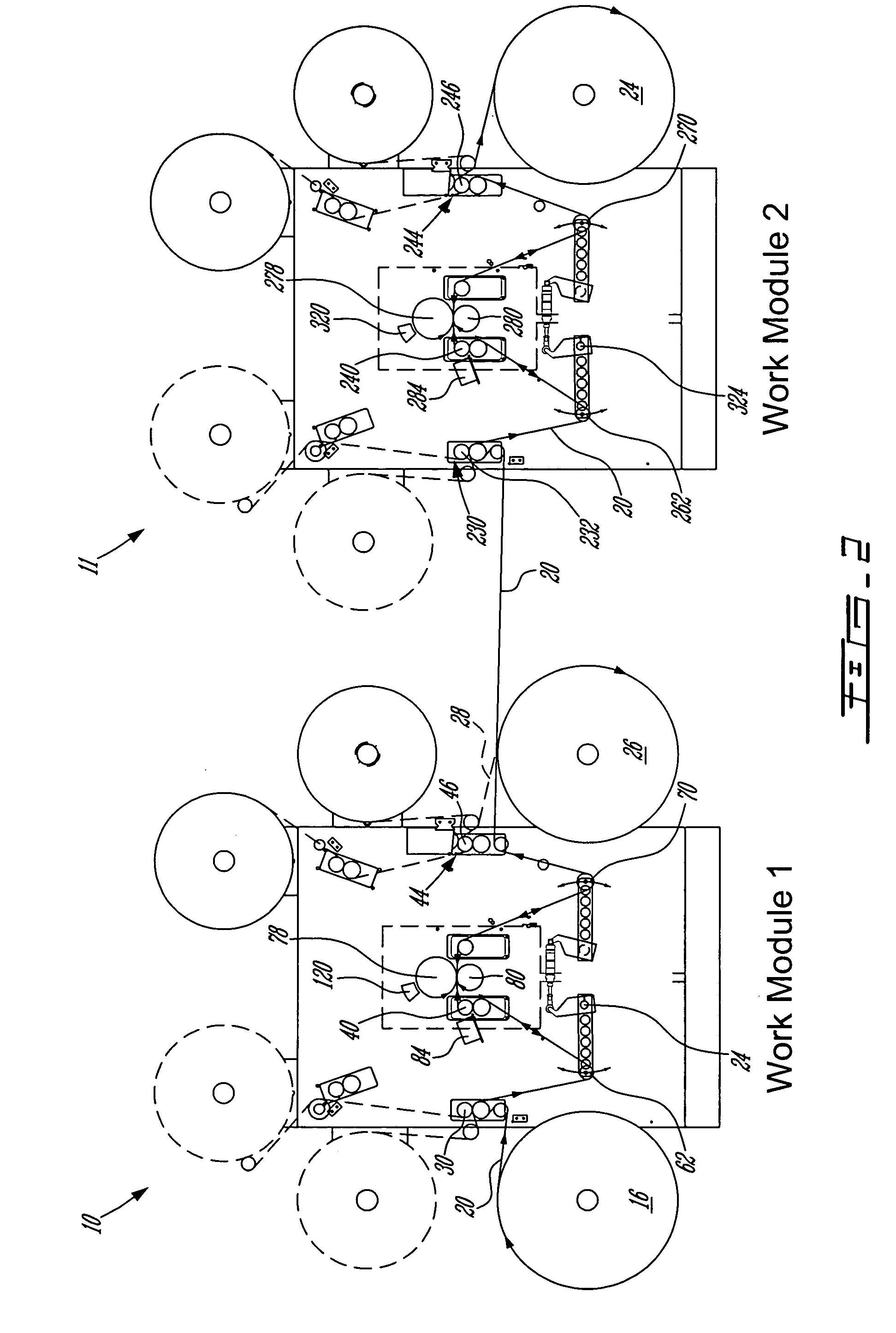 Tension-controlled web processing machine and method