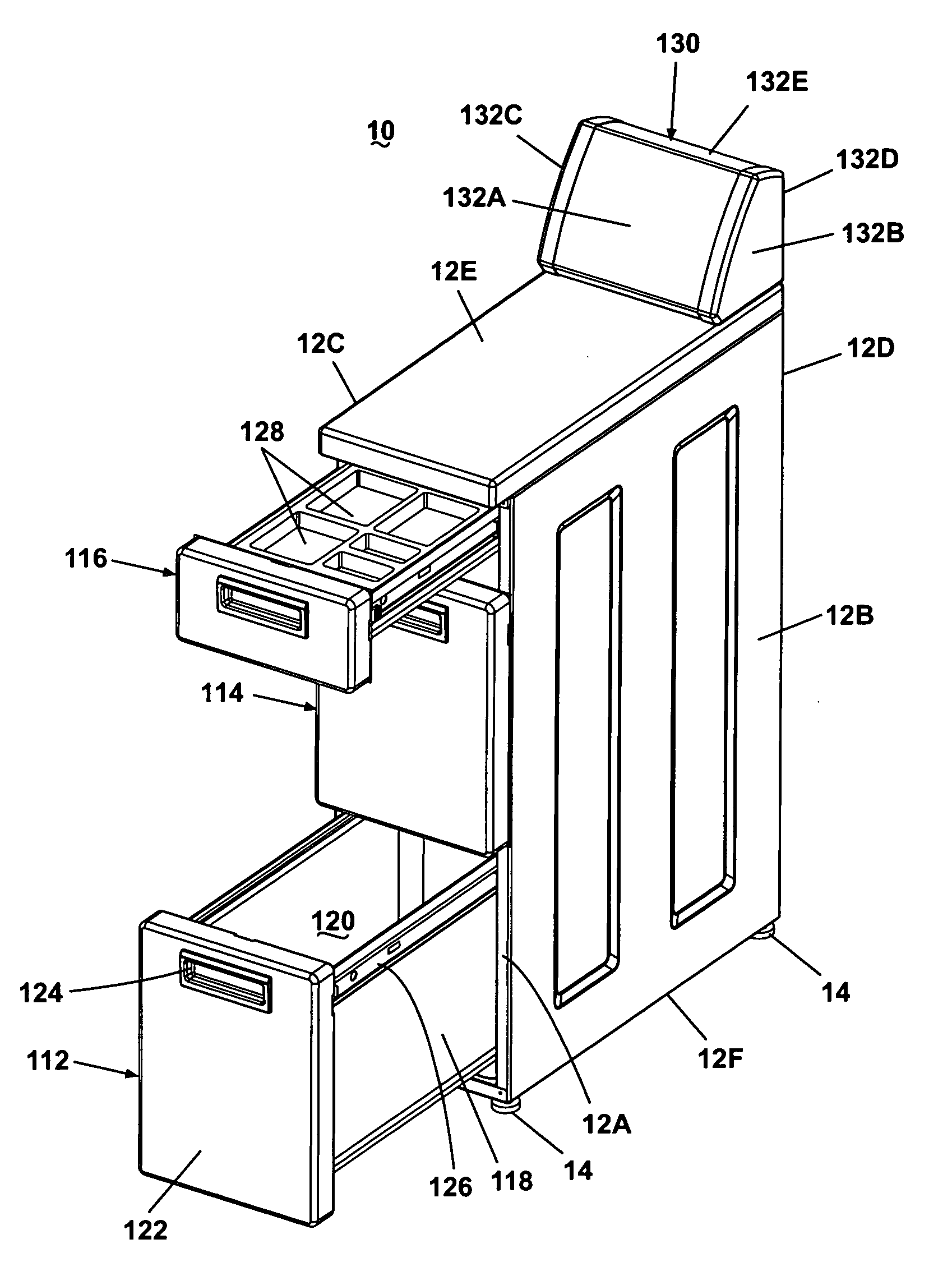 Vertical laundry module with backsplash