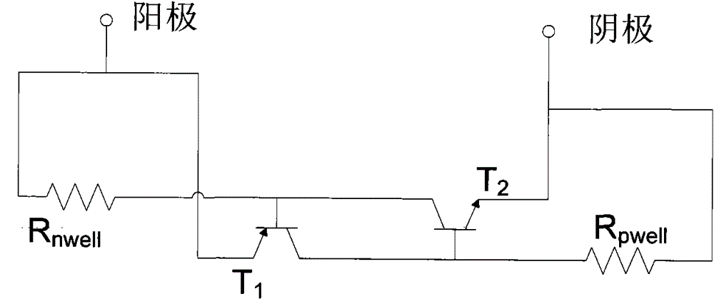 Gate drive thyristor circuit and electrostatic protection circuit