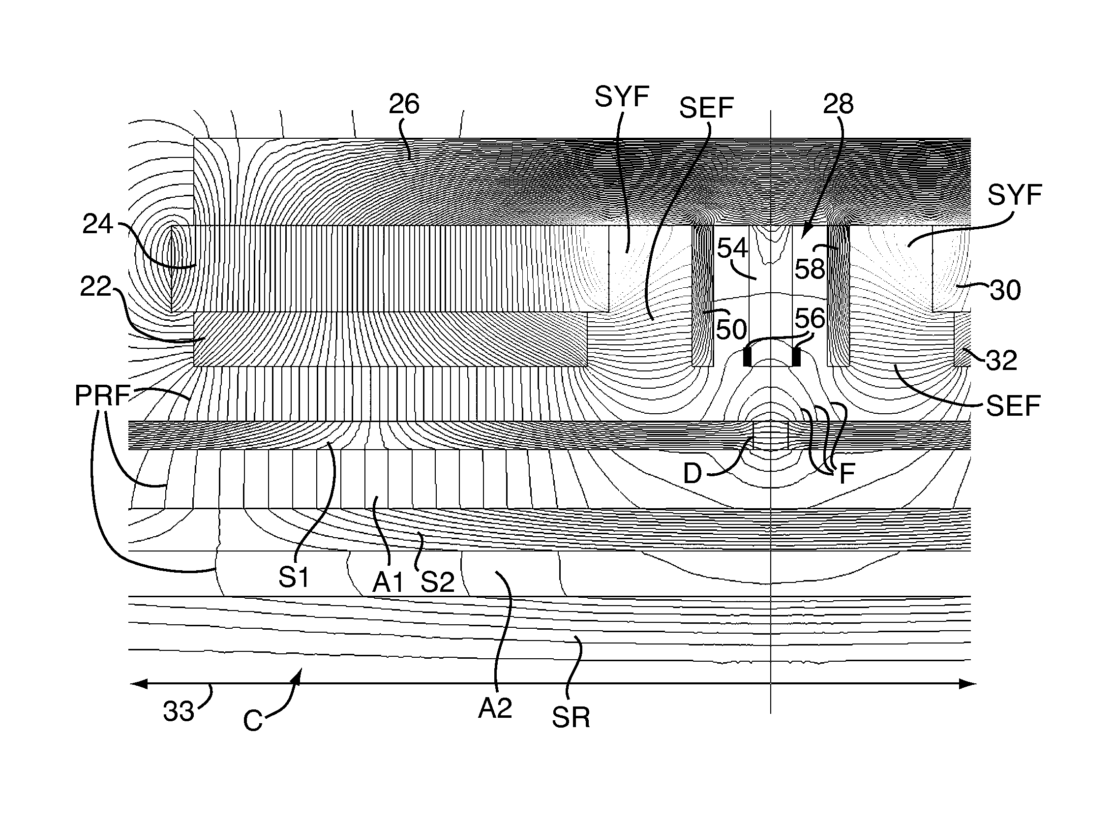 Magnetic inspection device and method for detecting loss in metallic cross section